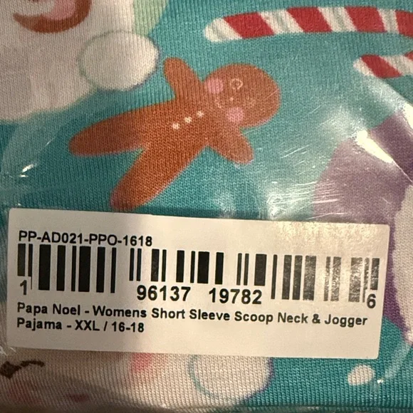 Papa Noel - women short sleeve scoop neck/ jogger. Pj set XXL NWT/package - Picture 4 of 4